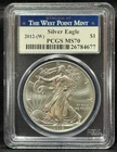 PCGS MS70 2012 US American Silver Eagle One Dollar Silver Coin-677