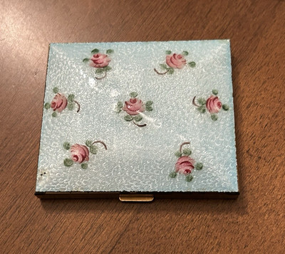 Vintage Cloisonné Compact by Schloss & Hausmann   Mirror & Puff Included