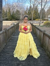 yellow sherri hill style 56911 prom dress size 16