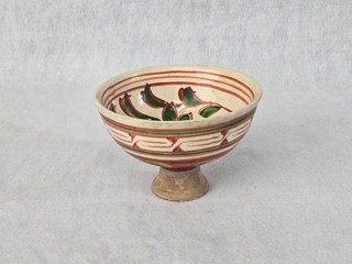 Chinese Red and Green Glaze Ceramic Stemcup