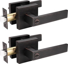 2-Pack Oil Rubbed Bronze Privacy Door Levers for Bedroom Bathroom