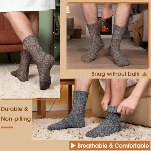 5 Pairs Merino Wool Socks for Men,Hiking Socks,Mens 7-13 5pairs-multi Color - Image 3 of 4