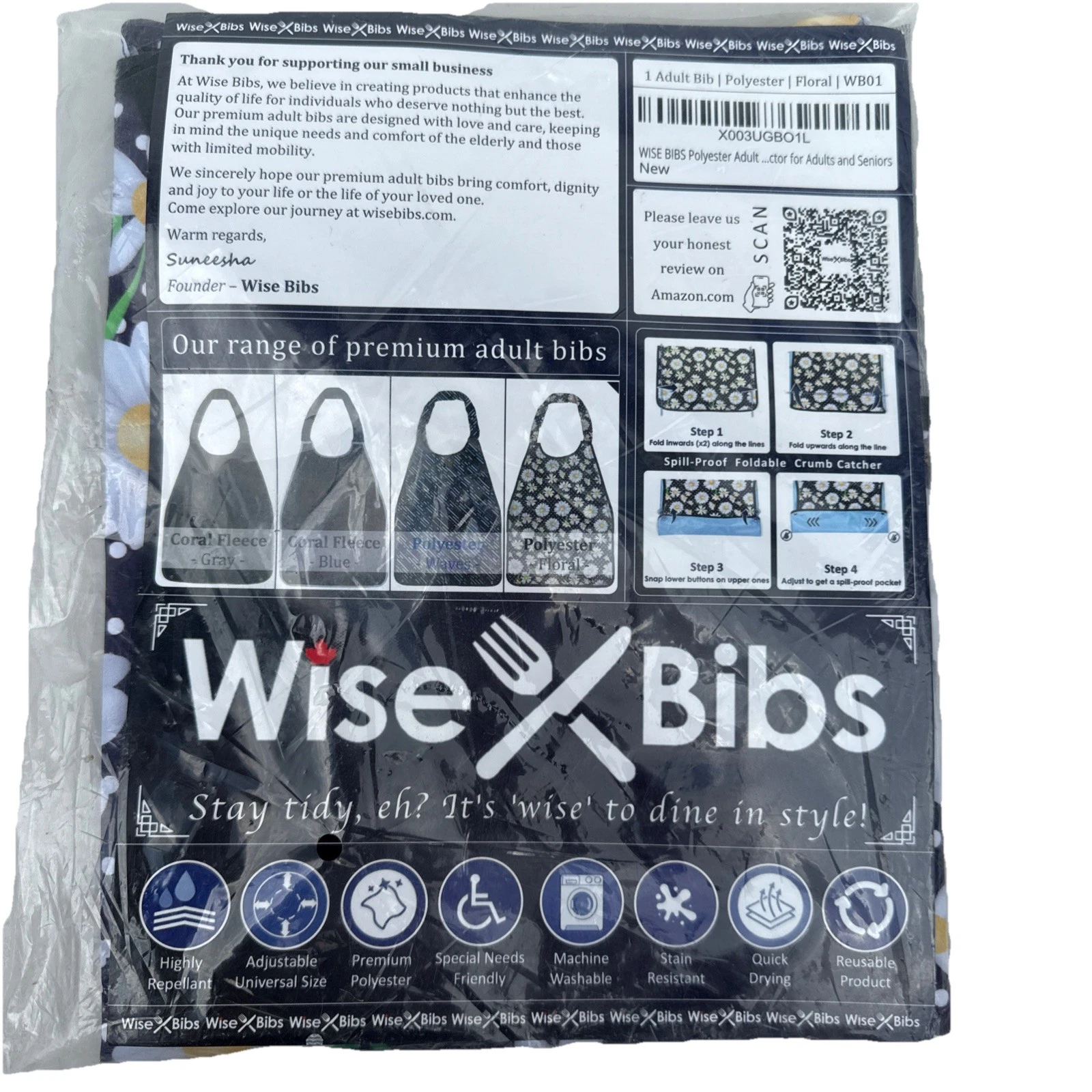 Wise Bids Our Range Of Premium Adults Bibs Floral New Multicolor