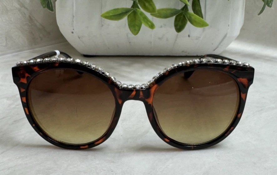 Новый с Ярлыками Anthropologie черепаховая оправа солнцезащитные очки стразы верхний ободок - Изображение 2 из 4