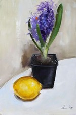 PRIMAVERA fiori natura morta dipinto olio UCRAINA 8X12