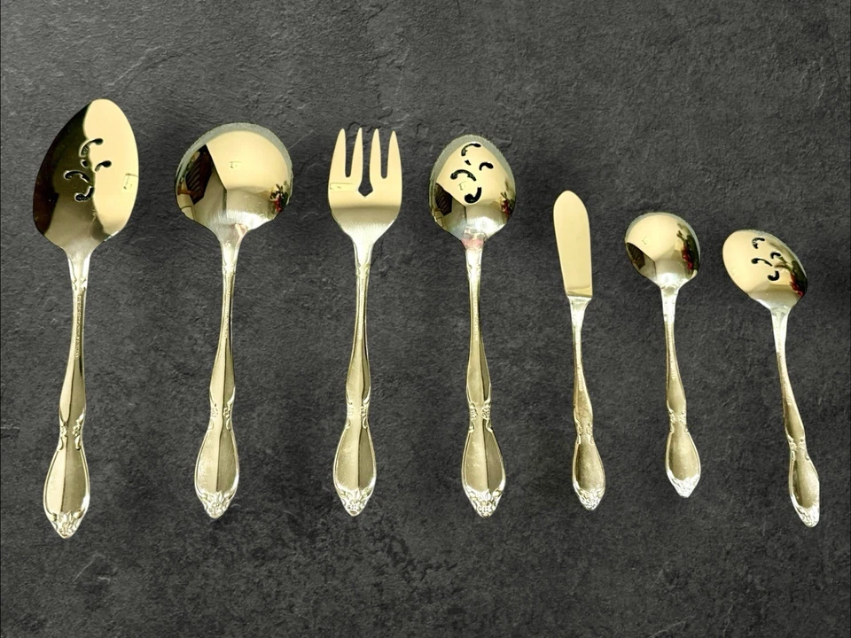 Juego de 7 cucharas Oneida Chatelaine para servir, etc. Cubiertos comunitarios de acero inoxidable Foto 3 de 4