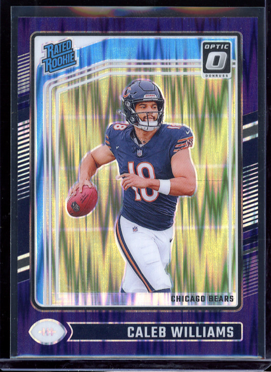 CALEB WILLIAMS 2024 Donruss Optic #201 Purple Shock Holo Prizm Rated Rookie RC