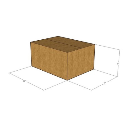 200 8x6x4 Kraft Brown Corrugated Shipping Boxes Multi-Depth 32 ECT Single-Wall