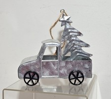 Galvanized Metal Truck with Christmas Tree In Truck Bed Christmas Ornament