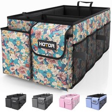 HOTOR Trunk Organizer - Foldable Car Organizer for SUVs Sedans Storage