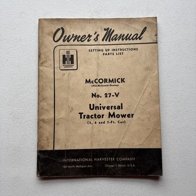 1950 International Harvester Co. McCormick No. 27-V Universal Tractor Mower