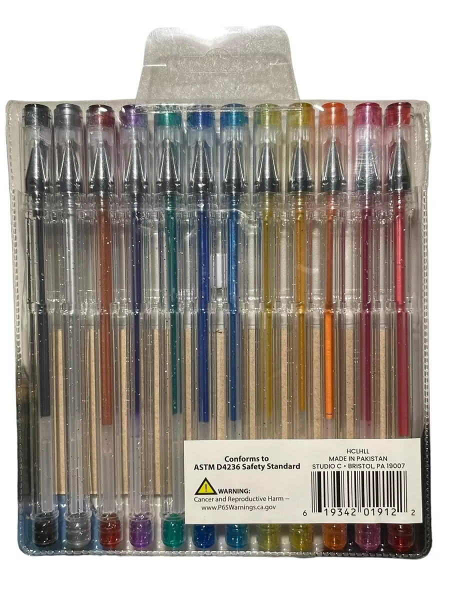 Studio C Gel Pens Set of 12 Assorted Glitter Colors 12 Piece eBay