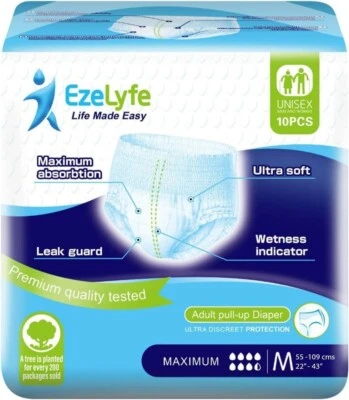 EzeLyfe Premium Adult Pull-Up Incontinence Pants Diaper Unisex