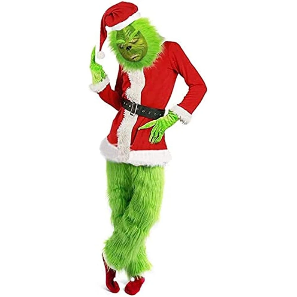 Adultos El Monstruo Verde Disfraz Navidad Papá Noel Cosplay Conjunto Regalos de Navidad Foto 4 de 4