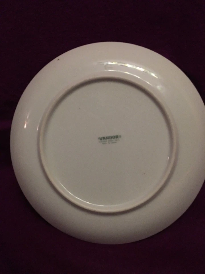 Juego de 5 Platos de Flores de Iris Nancy Getz Vandor Japón 8" Verde Azul De Colección Foto 3 de 4