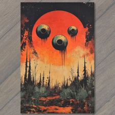 Art Print  Dripping Eyeballs Cosmic Horror Red Sun Fantasy Apocalyptic Surreal