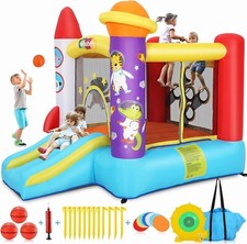 Inflatable Bounce House w/ 370W Air Blower Kids Bouncer Jumping Castle  Slide  