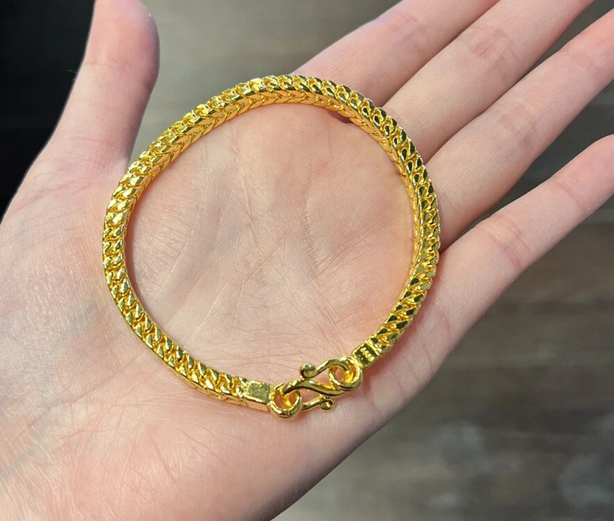 18kt, 22kt Hallmark Stamped Real Solid Yellow Gold Curb Cuban Chain Bracelet,  Handmade Light Claw Men's Link Bracelet Wide 6 MM 7.610 Grams - Etsy