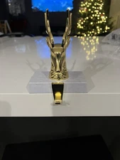 Gold Reindeer Stocking Holder