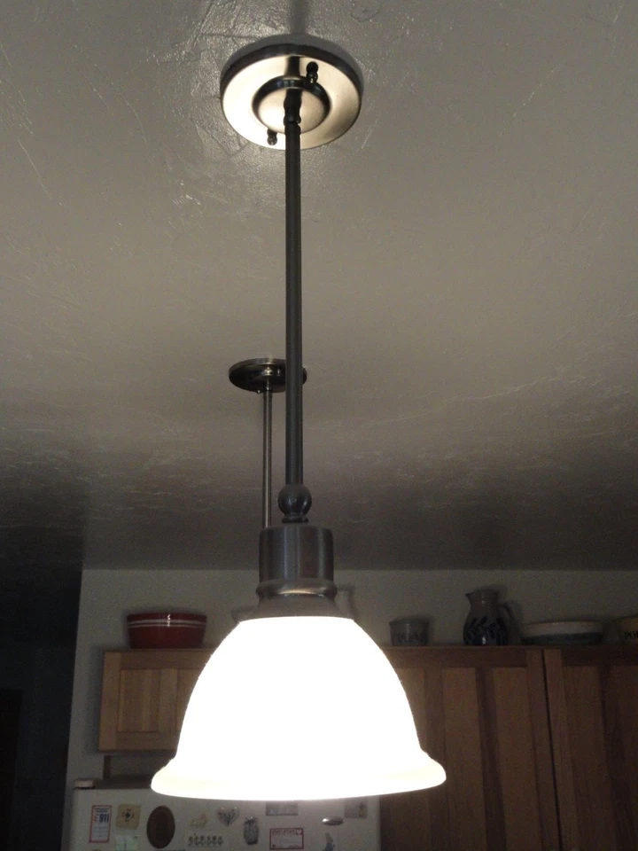 Progress Lighting P5078-09 1-Light Stem Pendant, White Frosted Glass Qt 2 light - Image 3 of 4