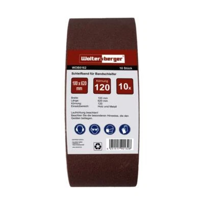 Woltersberger® Schleifband 100x620mm Gewebe Bandschleifer Schleifpapier P40-P240