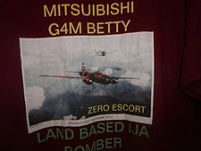 WW2 Mitsuibishi G4M Betty Land Based IJA Bomber Zero Escort red XL t shirt