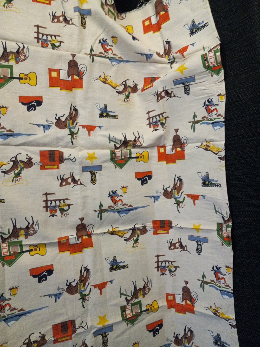Vintage Retro Vat Fabric Getty Up Cowboy Childrens Kids Western Riding