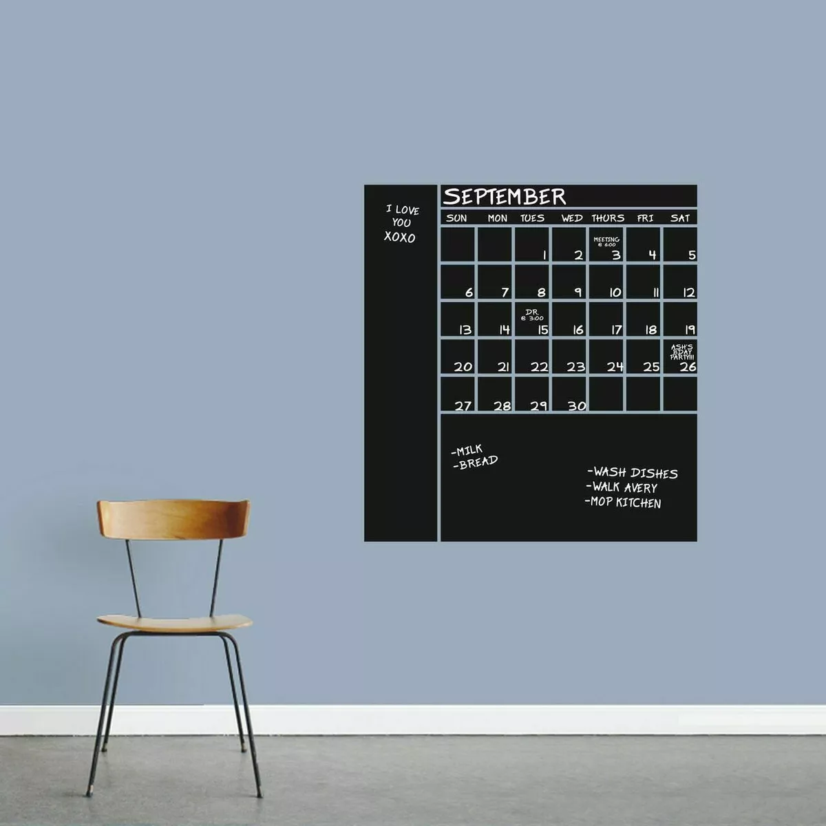 Chalkboard Calendar With Notes Wall Decal - Organizer List Making Kitchen  Office