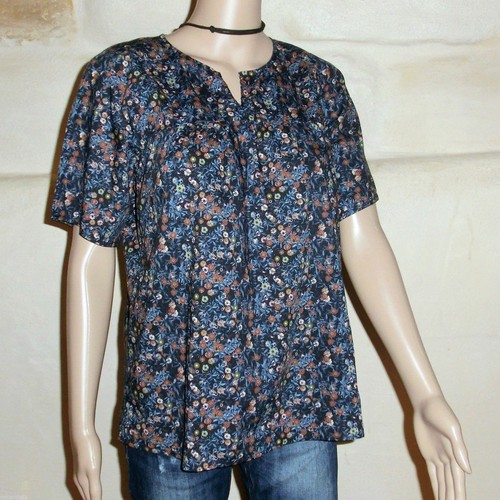 haut, blouse MY PANT'S coton bleu Taille Small modèle Anais excellent état - Imagen 2 de 4