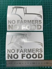 (X2) NO FARMERS NO FOOD Stickers Decals Car Tractor Van 4X4 130x100mm SILVER
