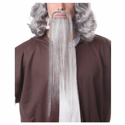Fu Manchu Chinese Mustache Beard Kung Fu Man Chu White Glue Ebay