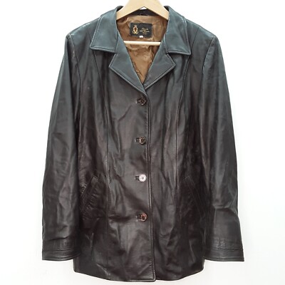 VTG Scuola Del Cuoio Leather coat jacket Mens Size 44 Large Made in Italy