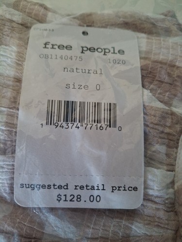Free People Damen 0 Zuzu Seersucker breites Bein kurz geschnittener Overall Natur Gingham - Bild 10 von 10
