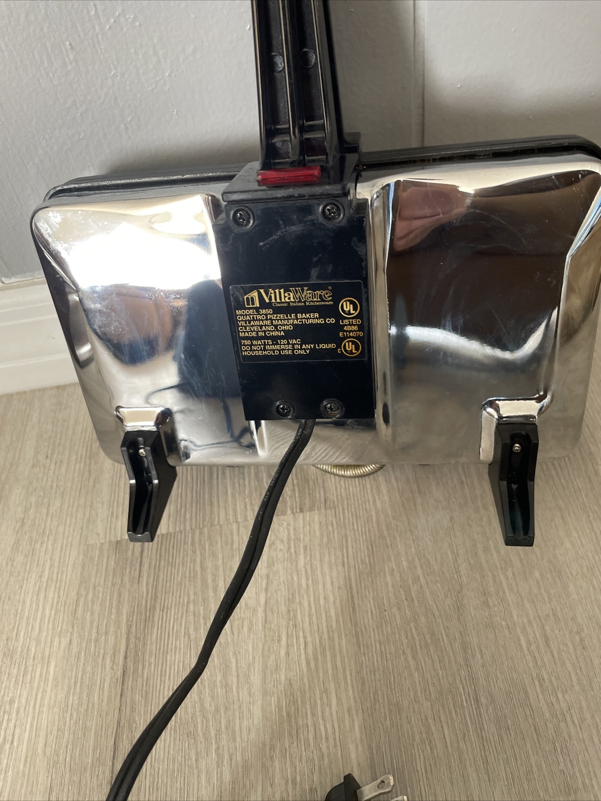 🔥VillaWare Chrome Quattro Pizzelle Baker Maker Iron 3850 750W Non Stick