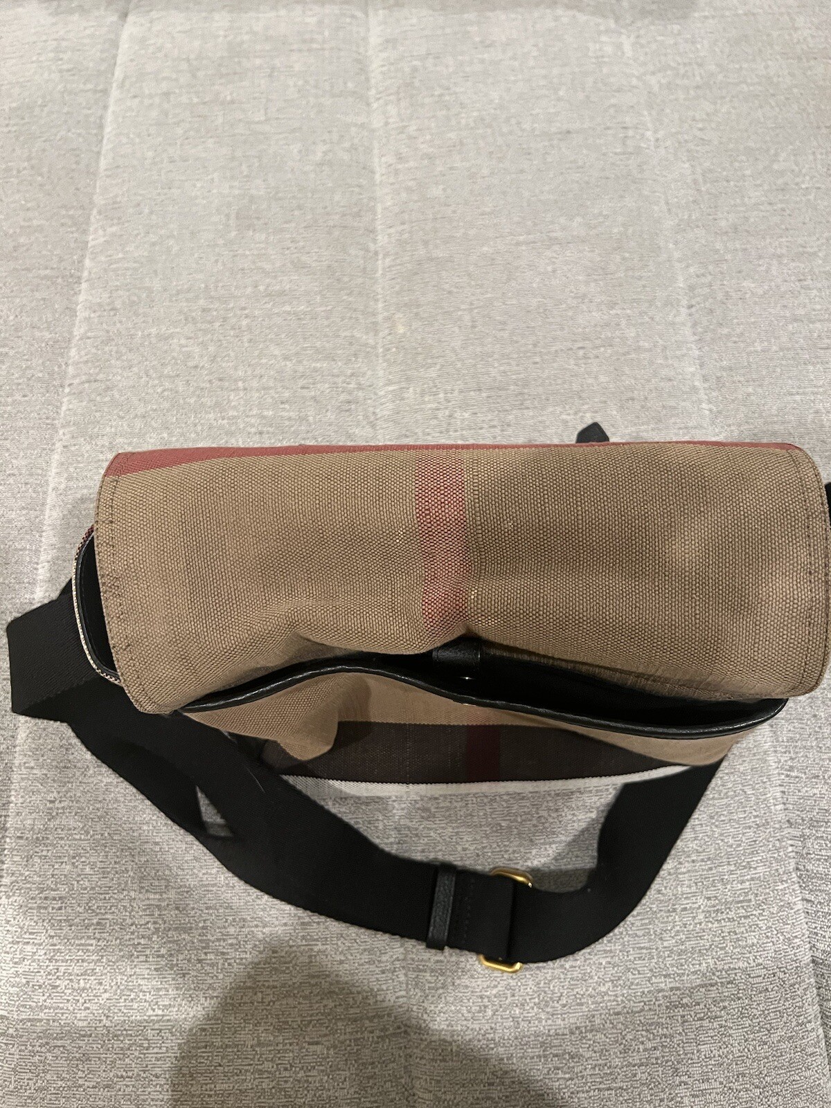 Burberry Camel Canvas House Check Baildon Messenger Crossbody Bag - Black... image 4