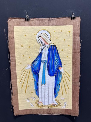 Stunning Religious Papyrus Painting: Iconic Representation of Faith, Traditiona