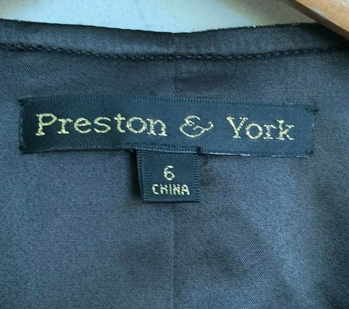 Preston York Jacket Jacquard Gold Floral Metallic Black Crop Hook Lined Sz 6 NEW - Picture 9 of 9