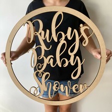 Personalised Wooden Name Hoop Wreath - LARGE - Hula Hoop Name Sign - Flower Wall