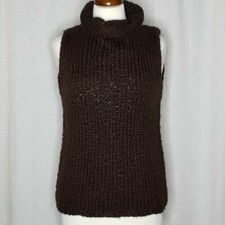 Express Chocolate Turtleneck Sleeveless Sweater