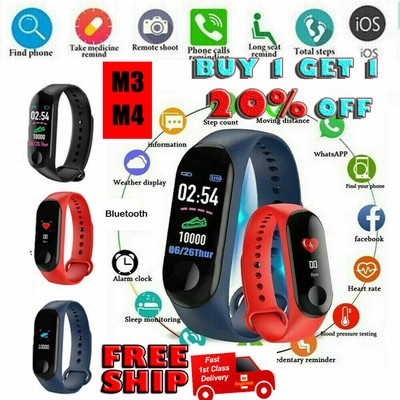 M4 Smart Watch Heart Rate Blood Pressure Monitor Fitness Tracker Bracelet USA