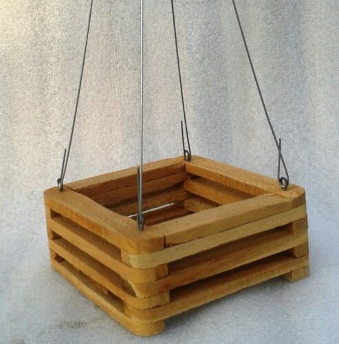 6" Wood Square Slat Vanda Orchid Basket Planters Hanging + with Hooks - Picture 1 of 12