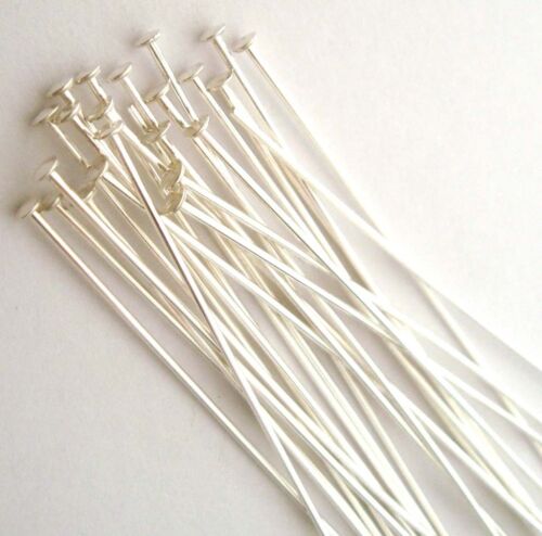 30pcs  22 gauge 3" solid 925 bright Sterling Silver Flat Head Pin Headpins F62 - Picture 1 of 1