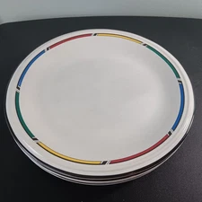 Set Of 4 Vtg. Studio Nova "Color Rings" 11" Dinner Plates