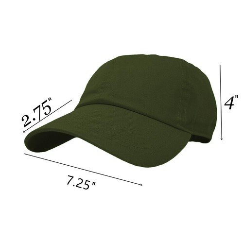 Glory Max 100% Cotton Baseball Cap Classic Plain Low Profile One Size, Olive - Picture 2 of 6