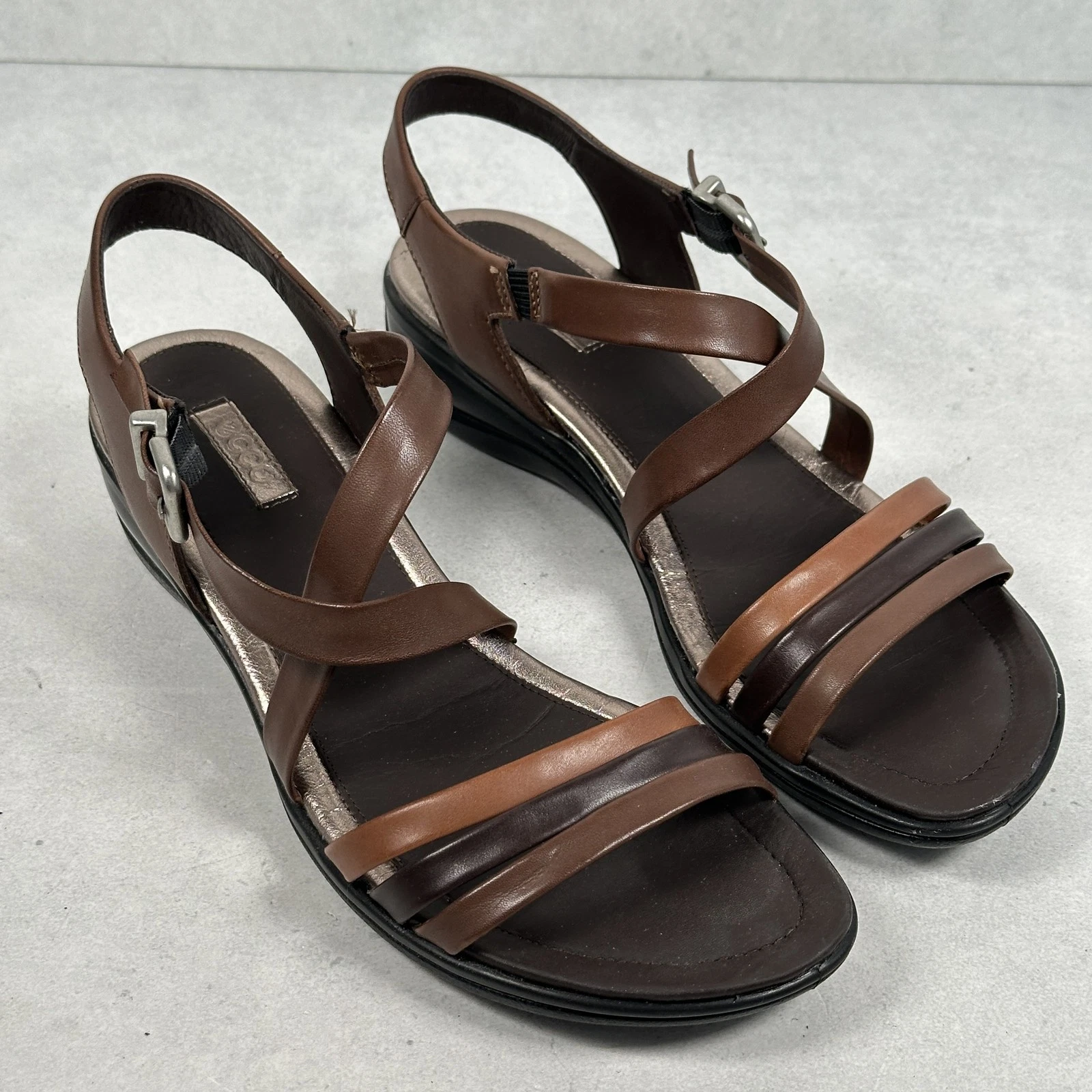 Sandali Ecco donna taglia 39 pelle cinturino slingback comodi scarpe da passeggio