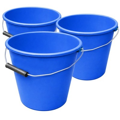 3er Pack Blau Kunststoff Kälber Futtereimer Schwerlast mit Metallgriff 5L 1 Gal