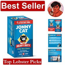 Litter Box Liners: Heavy Duty - Tear  Leak Resistant - Drawstring Close - Ju...