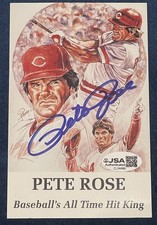 Autographed Postcard of Cincinnati Red Pete Rose Baseball Legend HIT KING JSA