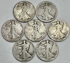 Lot of 7 1917-D & S Obverse Walking Liberty Half Dollars G-VG Details