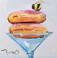 Glazed Donuts Food Art PRINT Painting 16x16 by Modern Artist Jose Trujillo